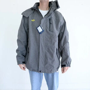 Wantdo Gray  Zip Up With Removable Hood Waterproof Teflon Fabric Light Jacket XL